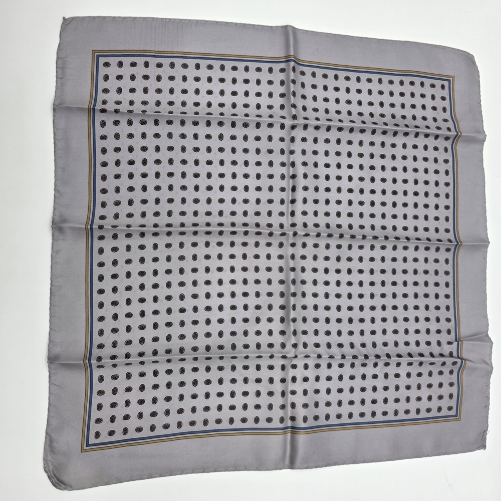 VINTAGE Men's Pure Silk Hand-crafted Pocket Square Handkerchief Gray Multicolor